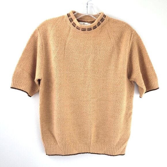 VTG nubby short sleeve wool blend 80s sweater - Picture 1 of 6